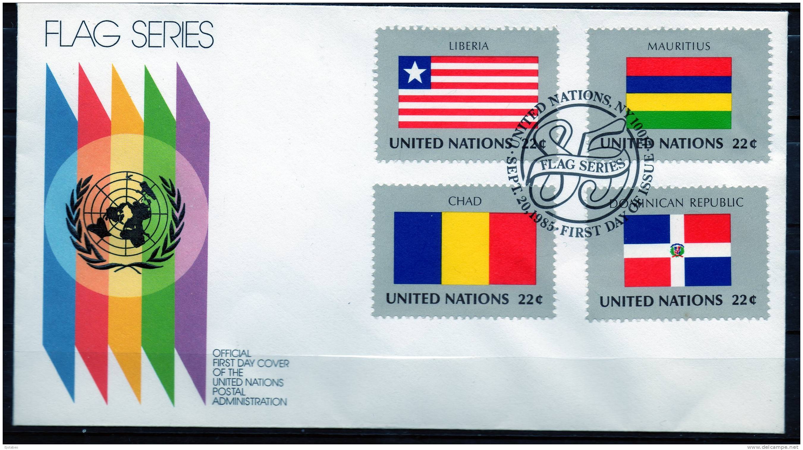 7 NACIONES UNIDAS -1985- FDC- NUEVA YORK- Serie Banderas - Unused Stamps