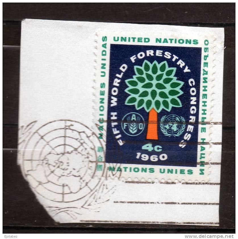 12 NACIONES UNIDAS -1960-5º Congreso Mundial De La Forestación-Matasello Del 1ª Día - Usados