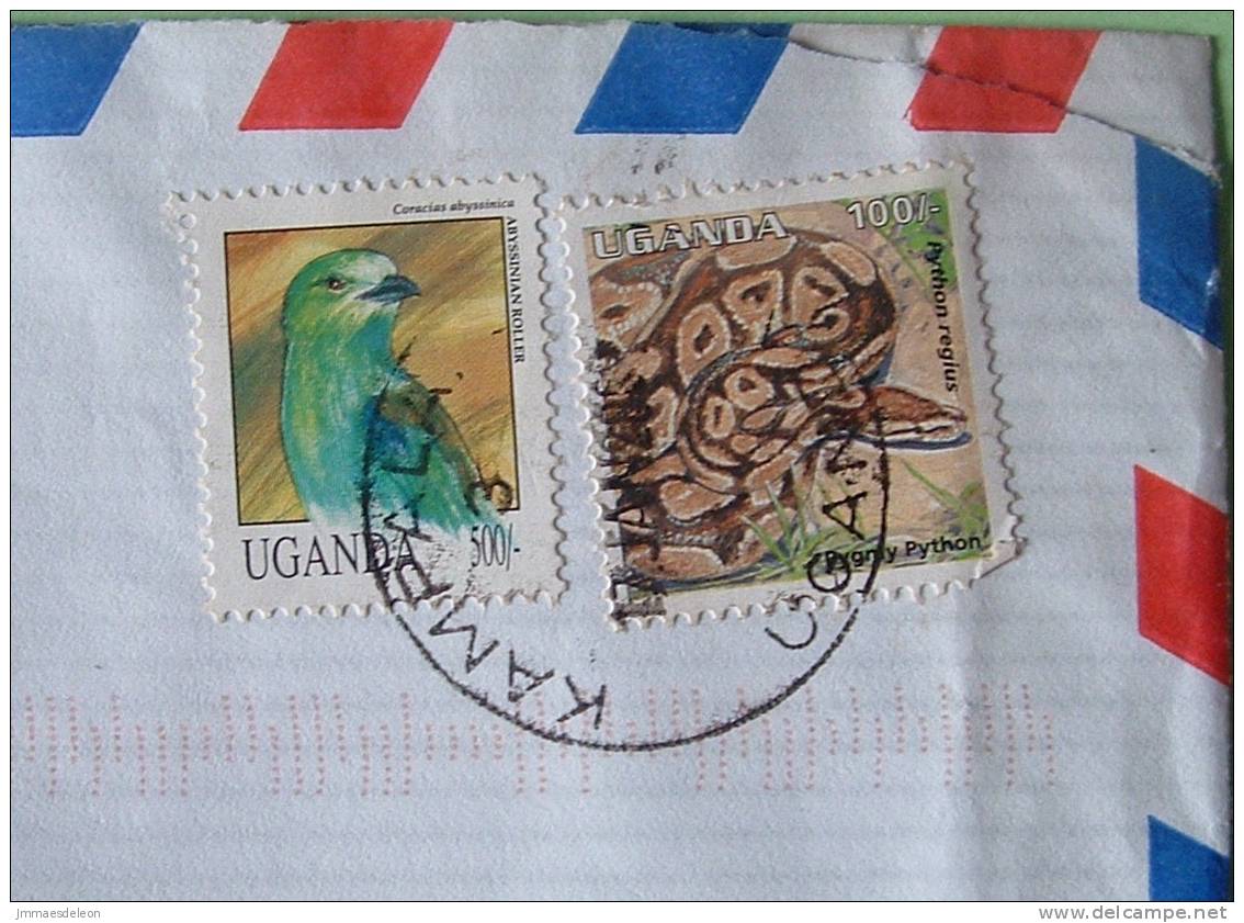 Uganda 1998 Cover To England UK - Bird Animal Snake Python - Oeganda (1962-...)