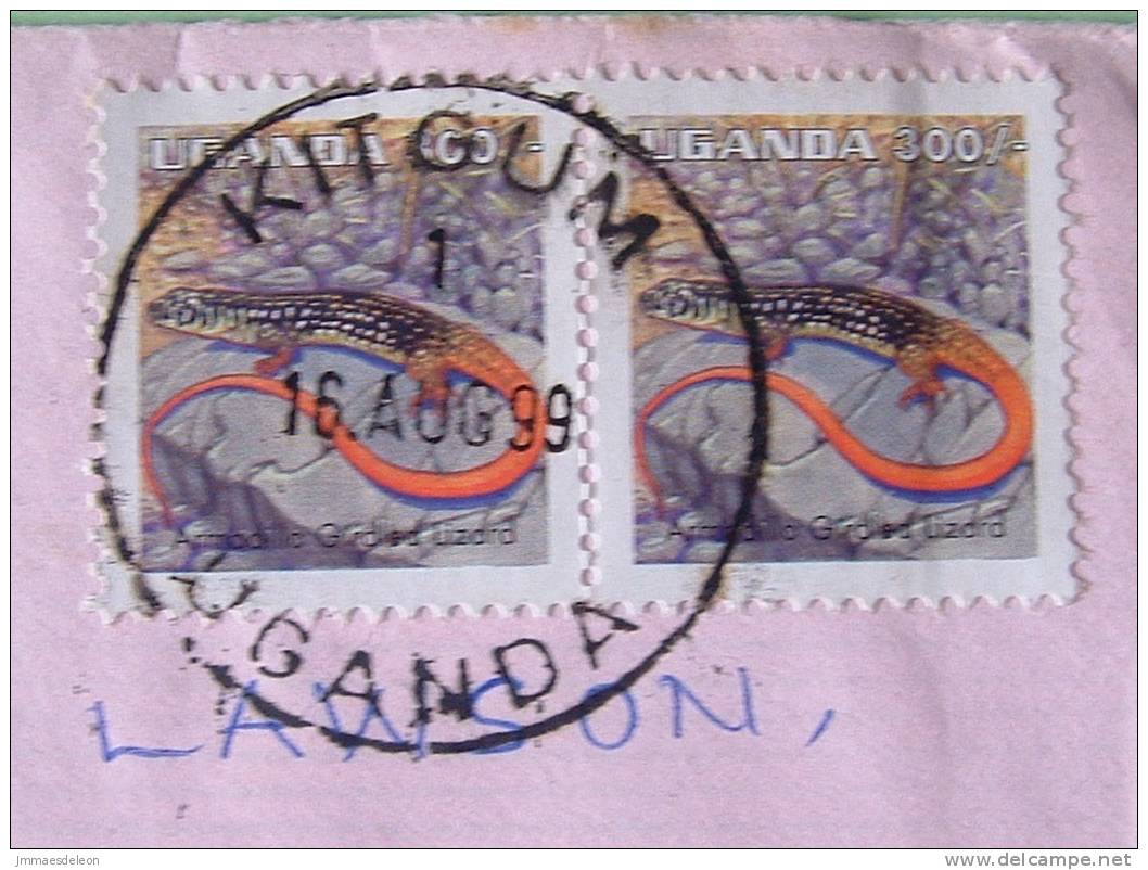 Uganda 1999 Cover To Jersey Ngland UK - Animal Lizard Reptile - Ouganda (1962-...)