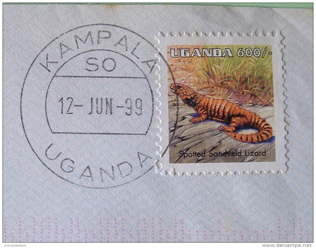 Uganda 1999 Cover To England UK - Animal Lizard Reptile - Uganda (1962-...)