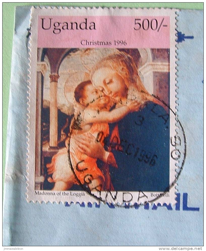 Uganda 2000 Cover To Derby England UK - Christmas Virgin And Child Painting By Botticelli - Uganda (1962-...)