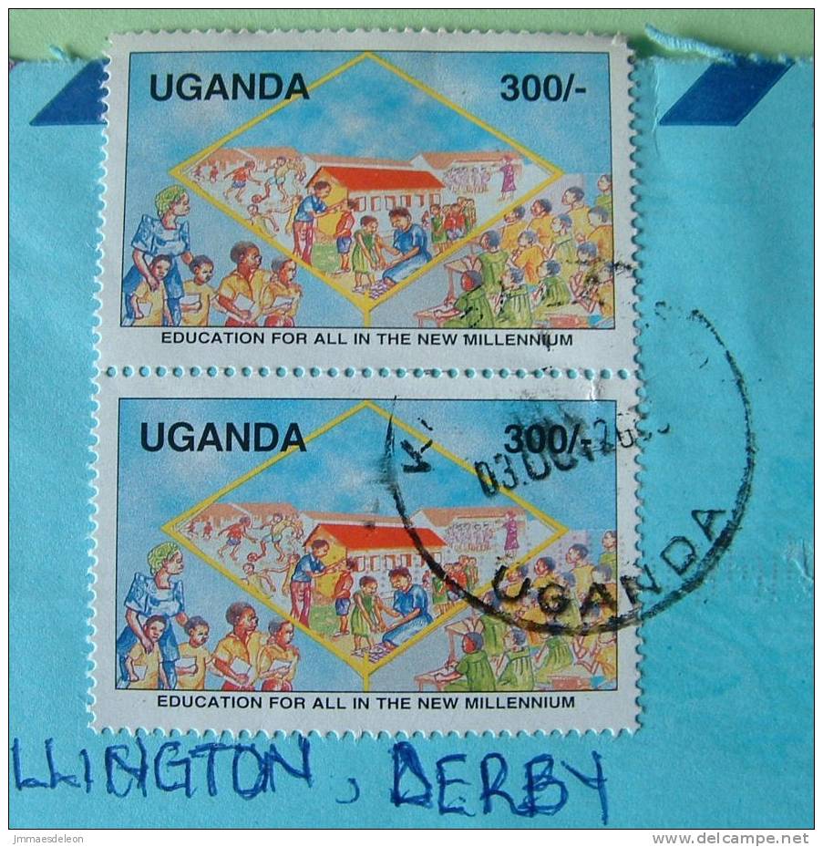 Uganda 2000 Cover To Derby England UK - Education For All In A New Millenium - Uganda (1962-...)