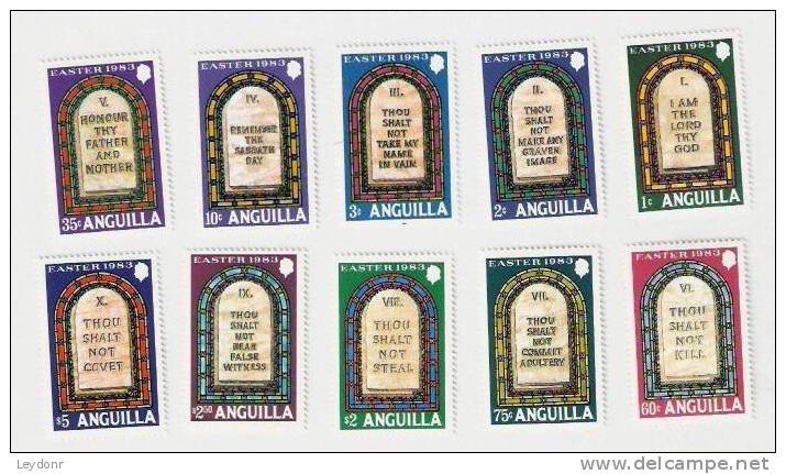 Anguilla - Easter - Ten Commandments - Scott # 526-535 - Mint Never Hinged - Anguilla (1968-...)