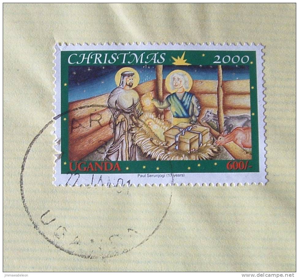 Uganda 2001 Cover To England UK - Christmas Nativity - Sent From Wetlands Conservation Program - Ouganda (1962-...)