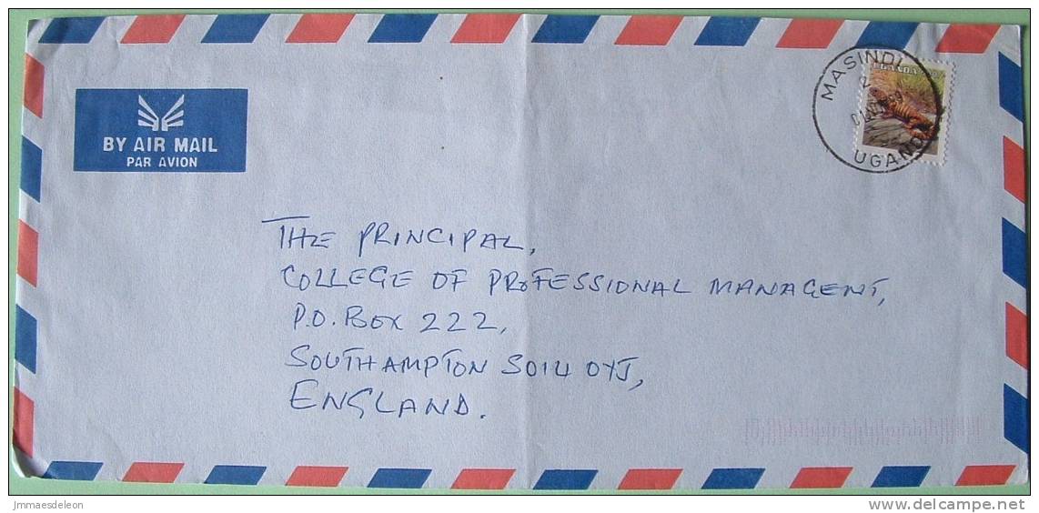 Uganda 1999 Cover To England UK - Animal Lizard Reptile - Uganda (1962-...)