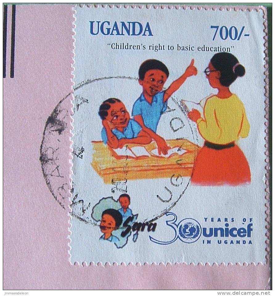 Uganda 2000 Cover To Scranton USA - UNICEF Education Chidren At School Teacher - Ouganda (1962-...)