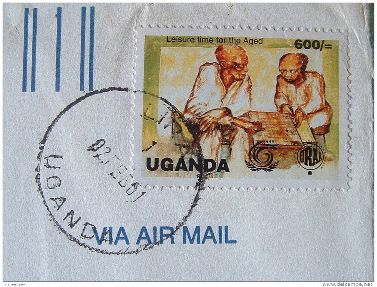 Uganda 2001 Express Cover To Scranton USA - Animals Snake Puff Adder - Leisure Time For The Aged - Ouganda (1962-...)