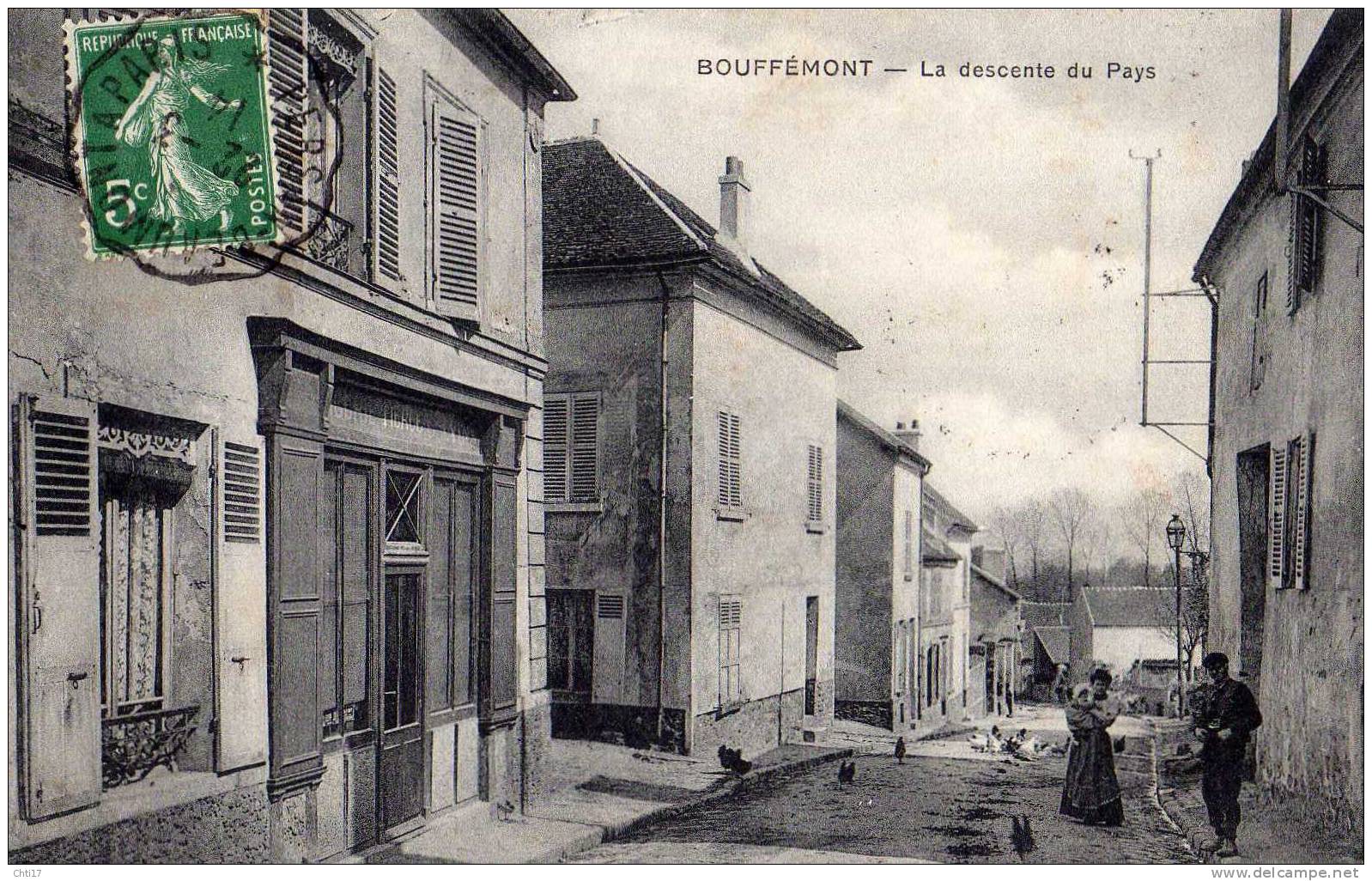 BOUFFEMONT LA DESCENTE DU PAYS  COMMERCE ET ANIME EDIT TERCIER NESLIN CIRC 1914 - Bouffémont