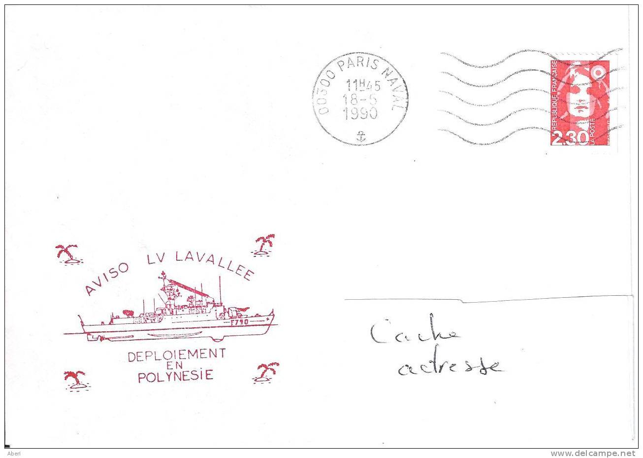 6750 AVISO LV LAVALLEE - En POLYNESIE Par PARIS NAVAL - Storia Postale