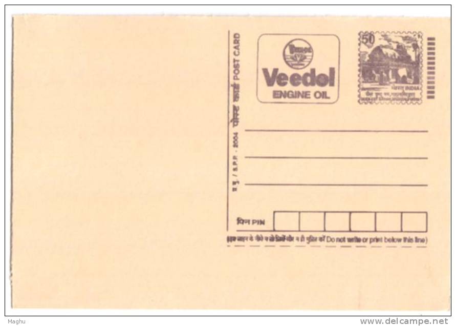 Veedol Oil Advertisment, Energy, Lubricats For Automobile &amp;  Industry, India Unused Postal Stationery - Pétrole