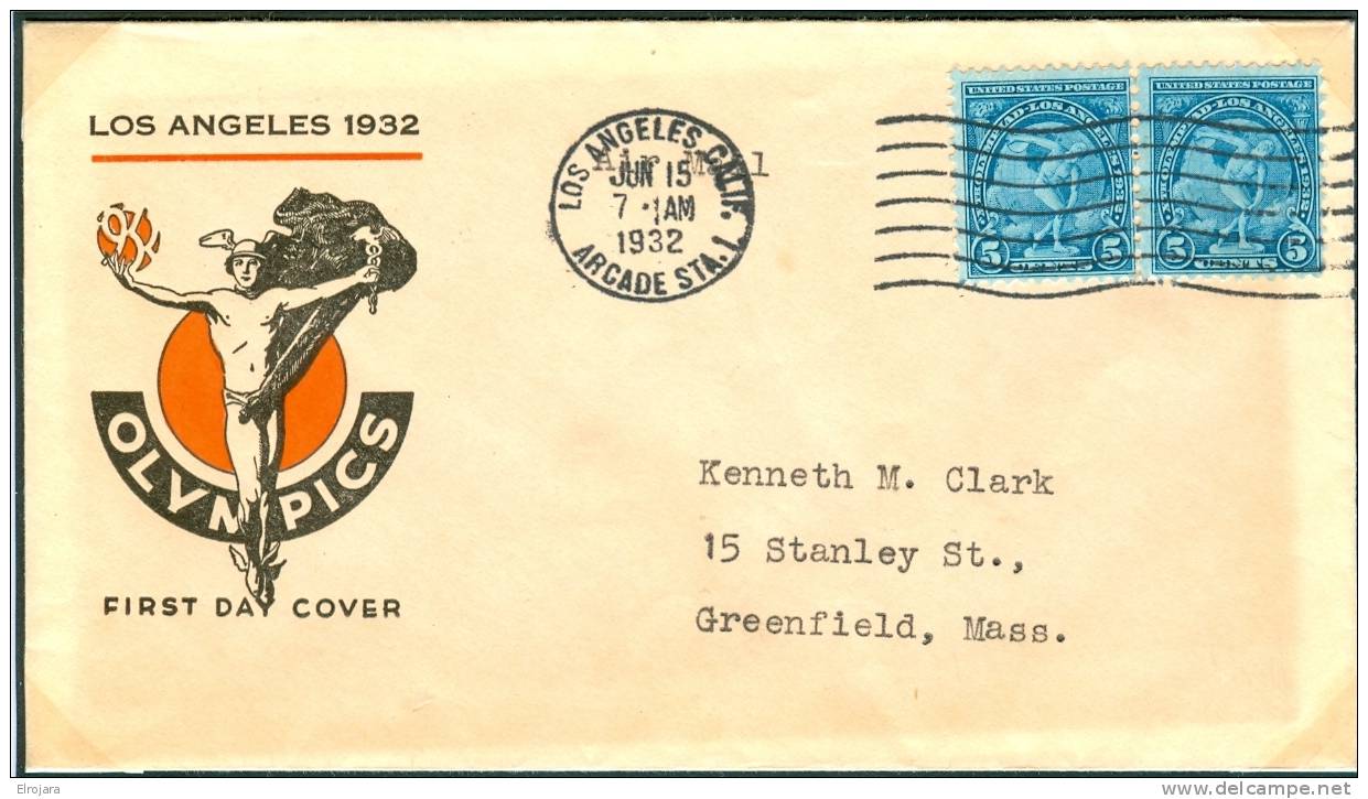 USA FDC 15-6-1932 Los Angeles - Sommer 1932: Los Angeles
