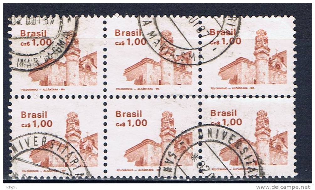 BR+ Brasilien 1986 Mi 2196 Kirche (Sechserblock) - Usati