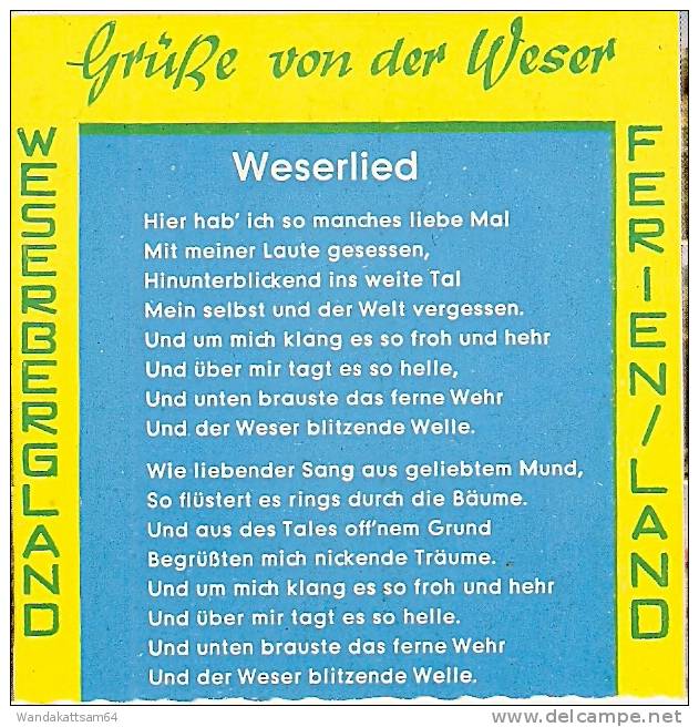 AK 23946 Grüße von der Weser mit Weserlied Mehrbild 10 Bilder Karlshafen Fürstenberg Höxter-Dechanel Holzminden Herstell