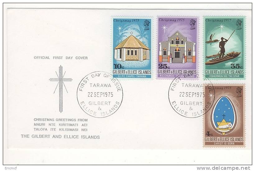 Gilbert And Ellice Islands 1975 Xmas FDC - Gilbert- En Ellice-eilanden (...-1979)