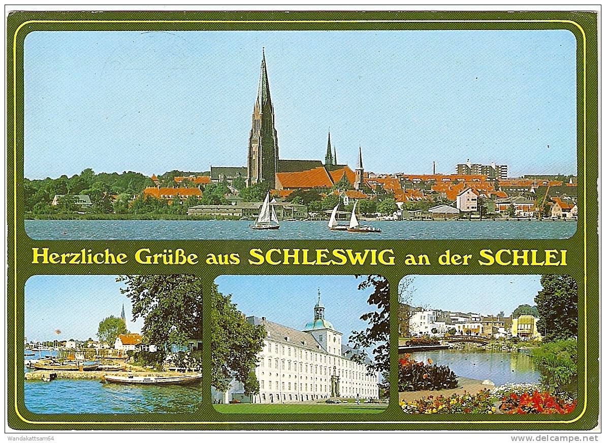 AK 502 Herzliche Grüße Aus SCHLESWIG An Der SCHLEI Mit Briefmarke Teilweise Entfernt Nach Lübeck Mit Briefmarke Teilweis - Schleswig