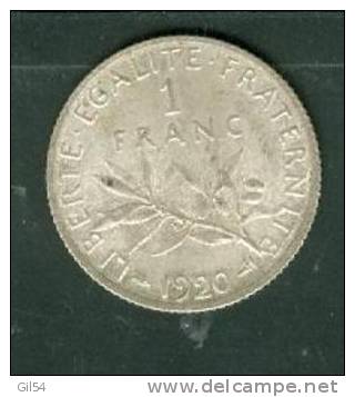 1 Franc Argent 1920  - Laura1406 - Autres & Non Classés