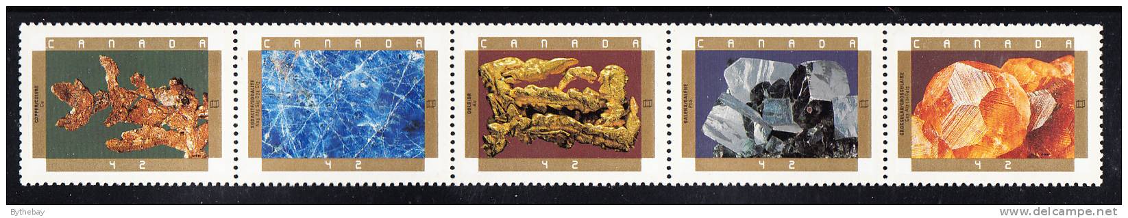 Canada Scott #1440ai MNH Strip Of 5 Never Folded 42c Minerals - Nuovi