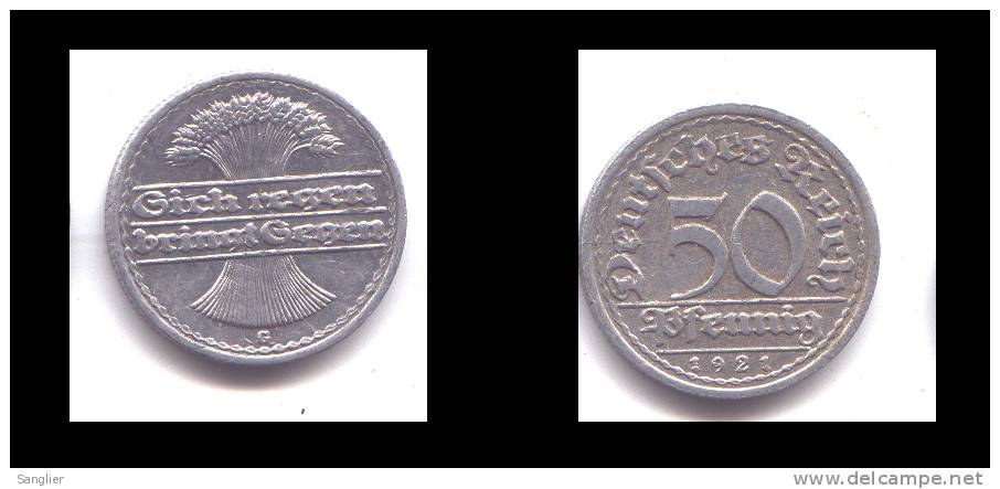 50 PFENNIG 1921 F - 50 Renten- & 50 Reichspfennig