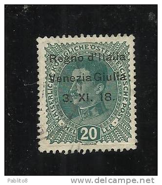 VENEZIA GIULIA 1918 SOPRASTAMPATO AUSTRIA OVERPRINTED HELLER 20 H MNH - Vénétie Julienne