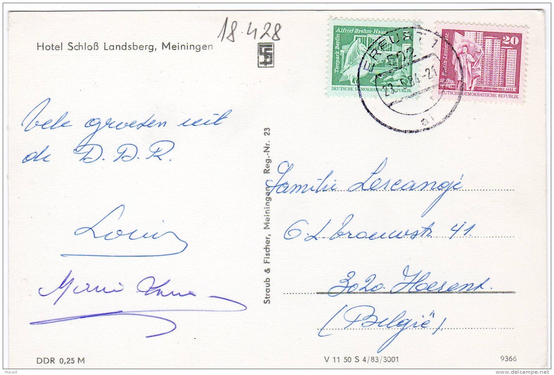 18428   Germania,  Meiningen,  Hotel  Schloss  Landsberg,  VG  1984 - Meiningen