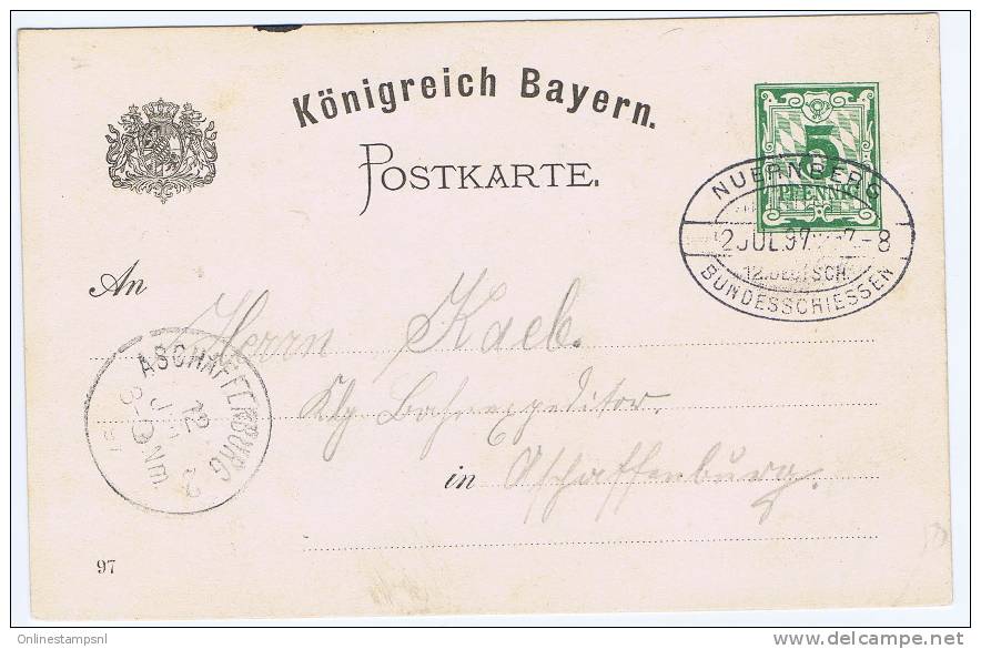 Bayern, NUERNBERG 12 JUL 1897 BUNDESSCHIESSEN, -> Aschaffenburg - Autres & Non Classés