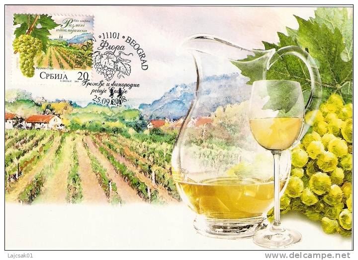 Serbia 2008. CM X 4pcs Carte Maximum Grapes Vino Wine Wein Vineyard Complete Set - Vinos Y Alcoholes