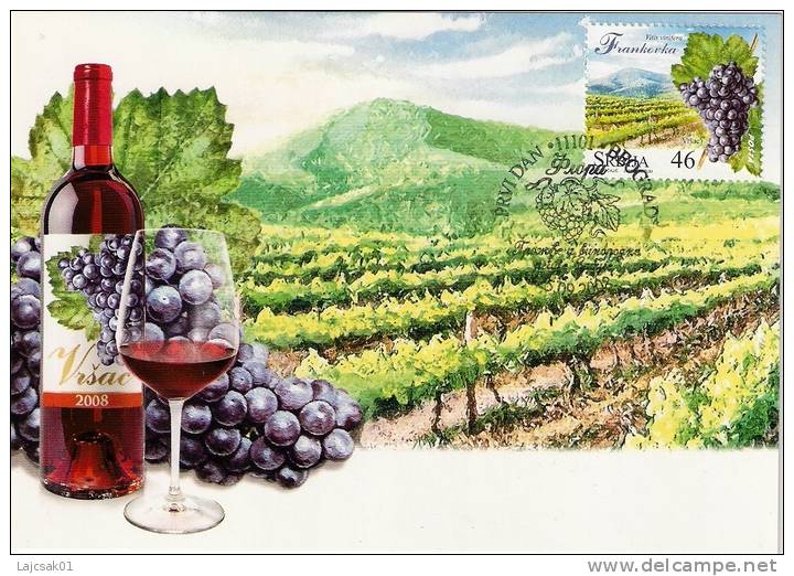 Serbia 2008. CM X 4pcs Carte Maximum Grapes Vino Wine Wein Vineyard Complete Set - Wines & Alcohols