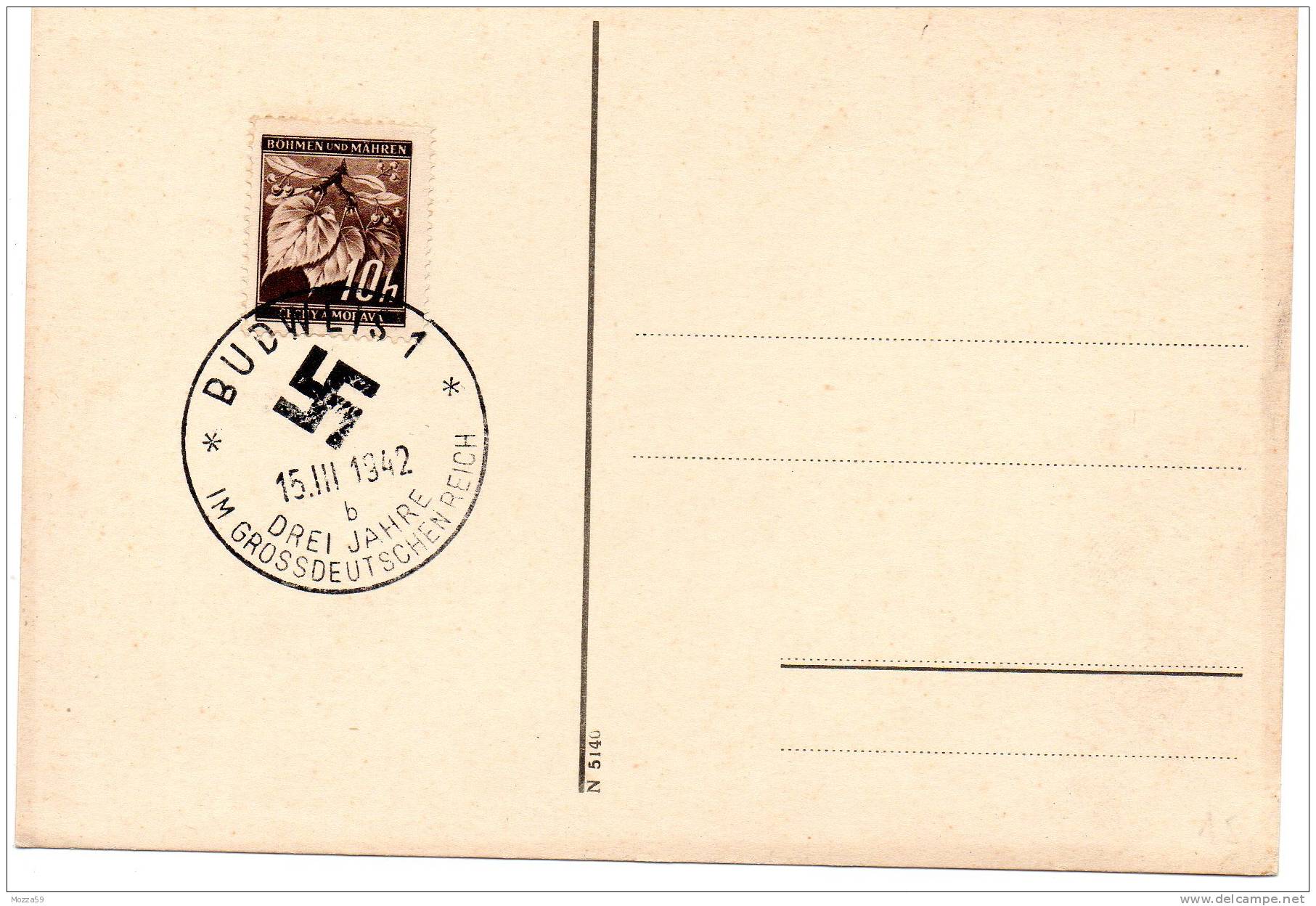 Bohmen Und Mahren 1942, "Drei Jahre Im Grossdeutschland" BUDWEIS 1, 15.III.1942 - Storia Postale