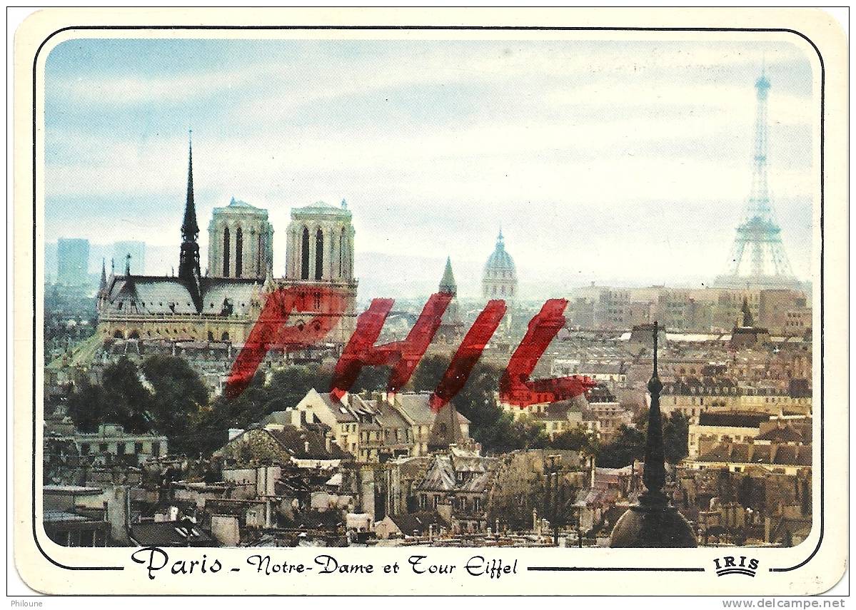 Paris - Panorama Sur Notre-Dame Et La Tour Eiffel, Ref 1108-466 - Notre Dame De Paris