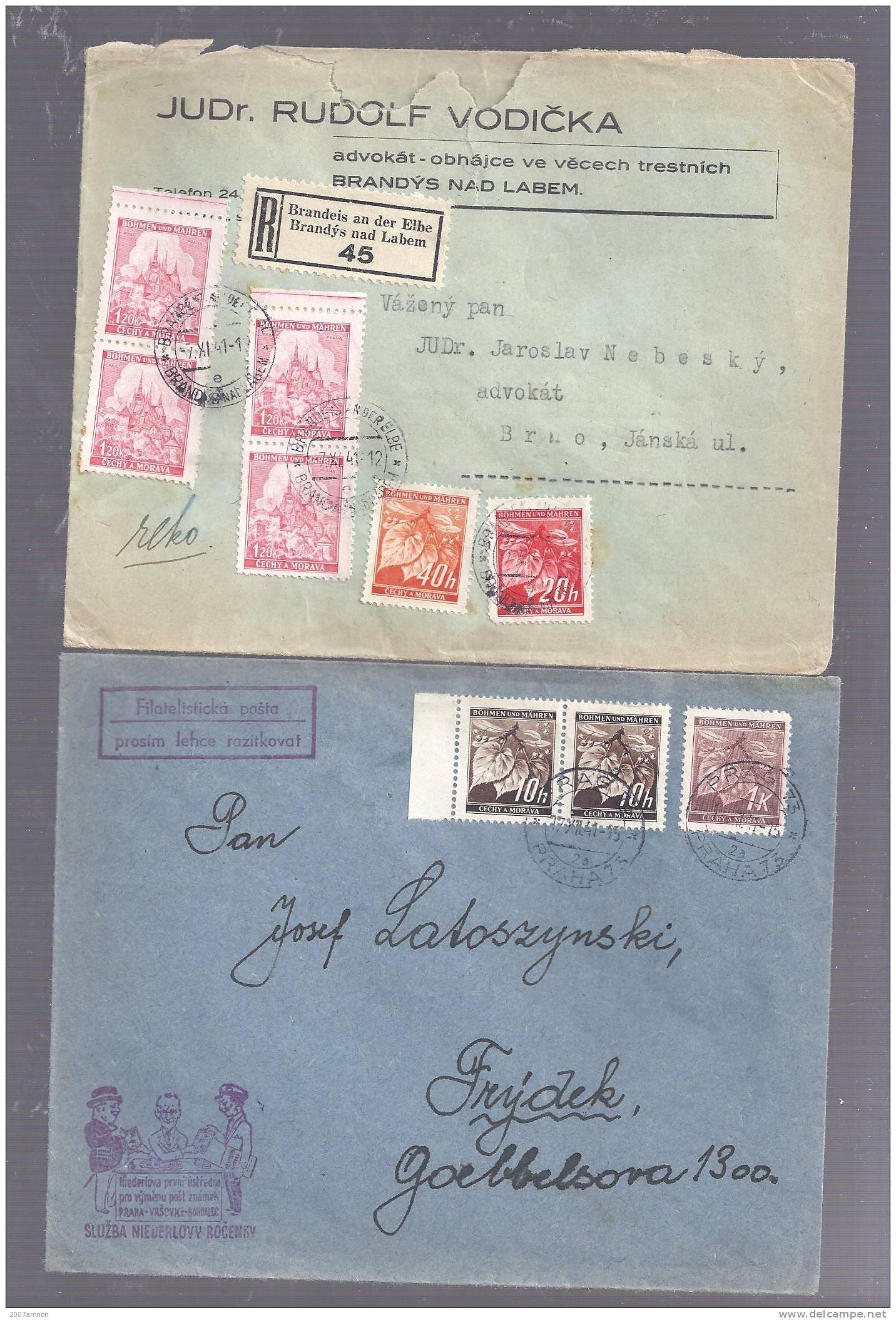 CZECHOSLOVAKIA 1942 WW2 2 COVERS BOHEMIA GERMAN OCC - Storia Postale