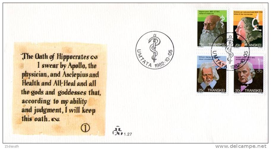 Transkei - 1982 Heroes Of Medicine (1st Series) FDC - Transkei