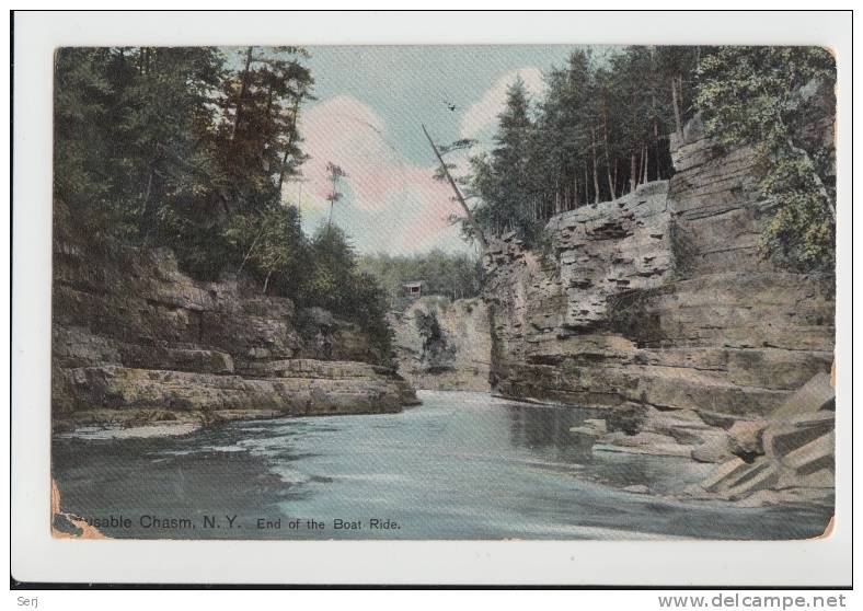 AUSABLE CHASM - End Of Boat Ride NY . Old PC . USA - Adirondack