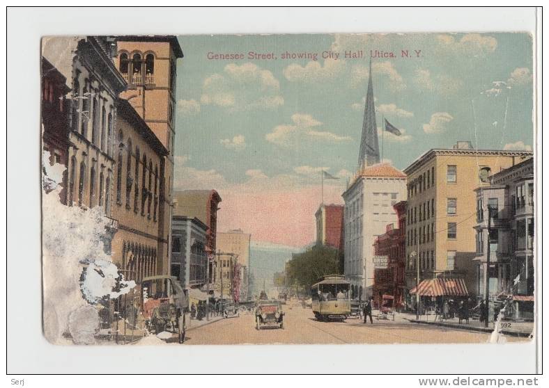 Genesse Street City Hall Utica New York NY 1913. Old PC . USA - Utica