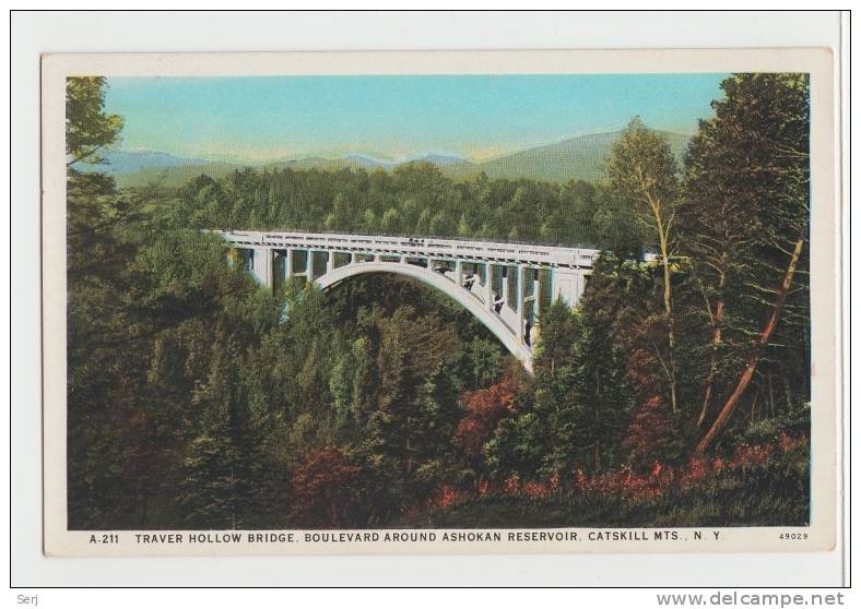 Traver Hollow Bridge. Boulevard Around Ashokan Reservoir. CATSKILL MOUNTAINS NY NEW YORK (SWASTIKA On Back Side) . Old P - Catskills