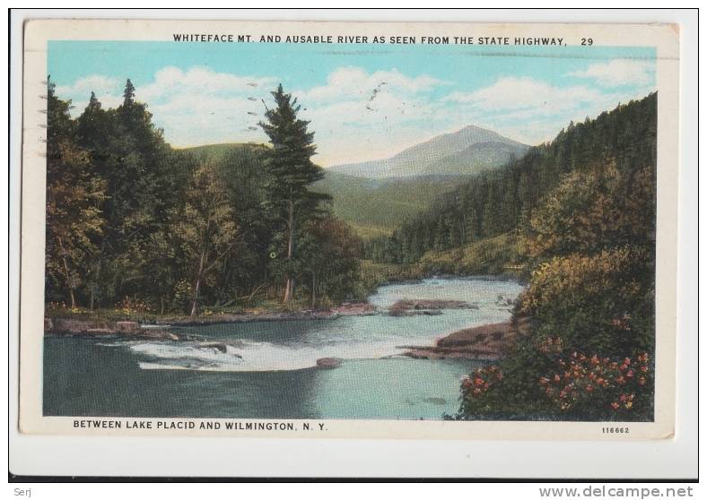 Whiteface Mountain And Ausable River As Seen From The State Highway 29. 1930. Old PC . USA - Adirondack