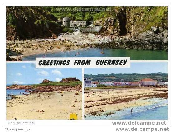 GREETINGS FROM GUERNSEY 3 VUES EN UNE CARTE Guernesey - Guernsey