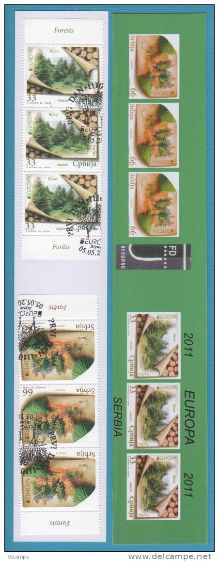 SERBIA SRBIJA EUROPA CEPT 2011 FORESTS BOOKLET TYP I - 3 SER  USED   0 - 2011