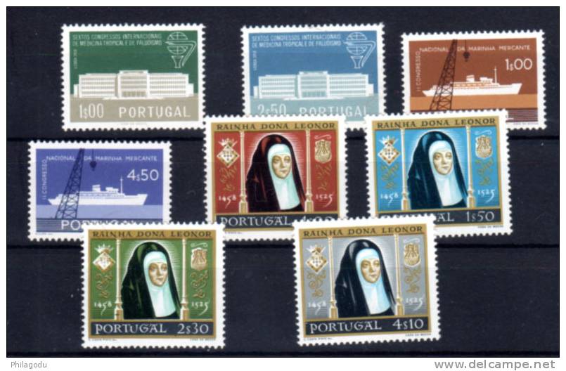 1958 PORTUGAL  Paludisme, Marine Marchande, Reine Dona Leonor, Yv. 849 / 856**, Cote 39,50 €, - Unused Stamps