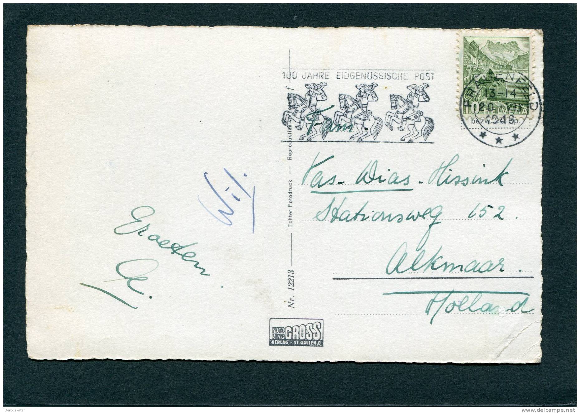 Frauenfeld. Schloss. 12213. 1948 Gelaufen. 100 Jahre Eidgenussische Post. Echter Fotodruck. New! - Frauenfeld