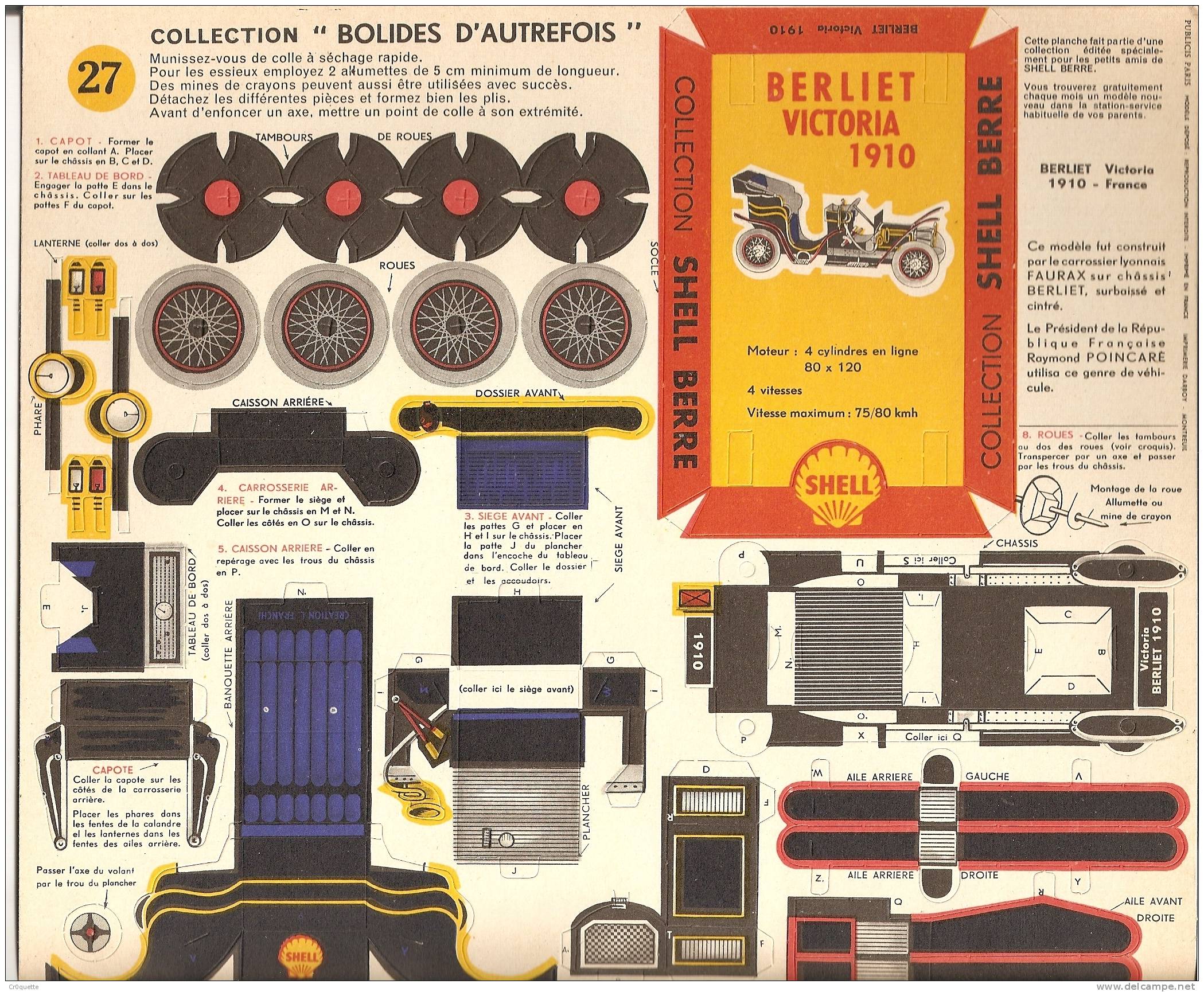 PUBLICITE SHELL - BOLIDES D' AUTREFOIS  BERLIET VICTORIA 1910 - Kartonmodellbau  / Lasercut