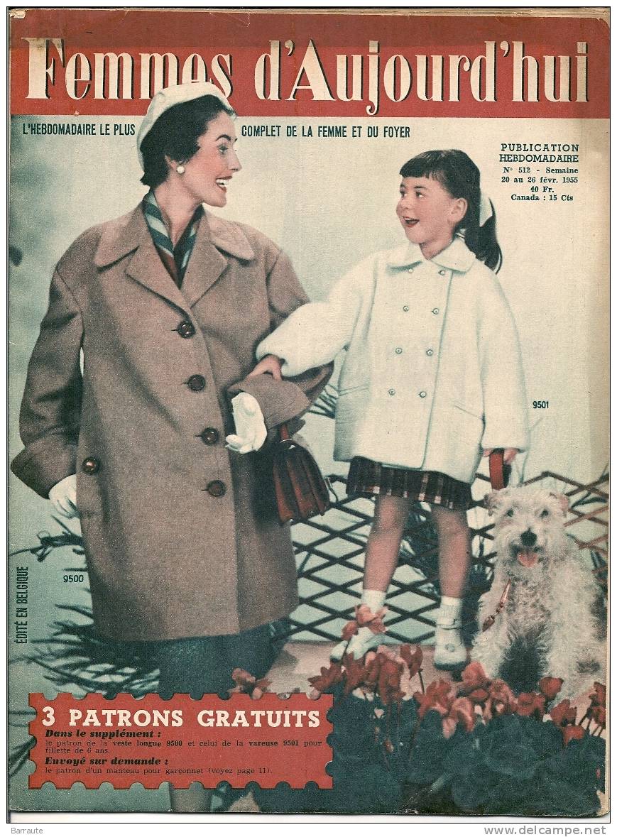 Femmes D´aujourd´hui N° 512 Du 20 /2/1955  Interview De Jacques DUBY .+ 1 Article Sur Jean Gabriel Domergue - Mode