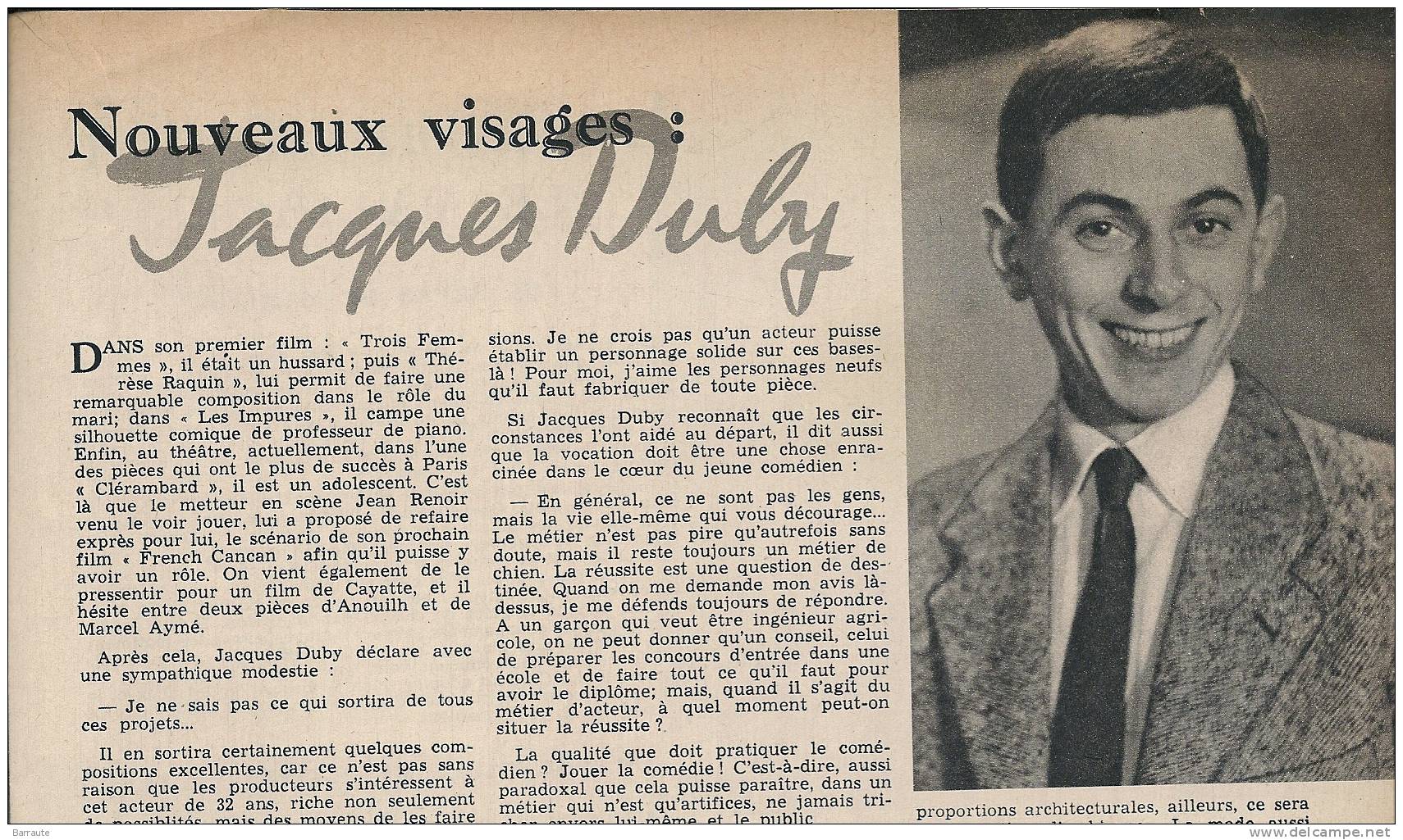 Femmes D´aujourd´hui N° 512 Du 20 /2/1955  Interview De Jacques DUBY .+ 1 Article Sur Jean Gabriel Domergue - Lifestyle & Mode