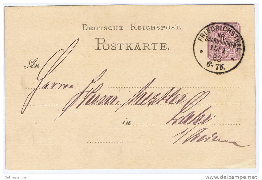 Reich: Postkarte 1882  Friedrichtsthal / Saarbrucken, Mit Sehr Schön Stempel - Altri & Non Classificati