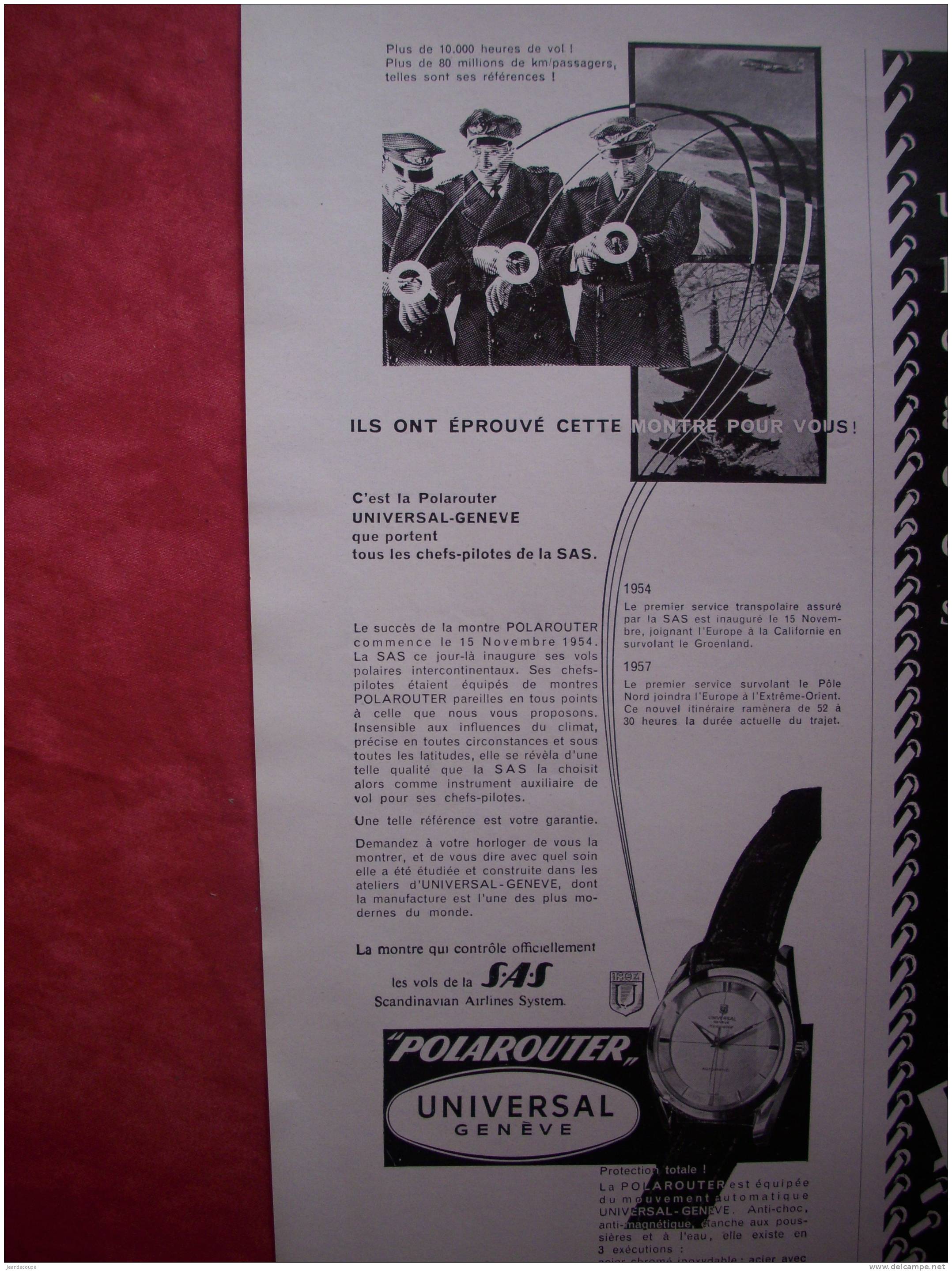 PUB - PUBLICITE - COLLECTION - MONTRE - Horloger Joaillier - Universal Genève  - 1964 - Polarouter - Publicidad