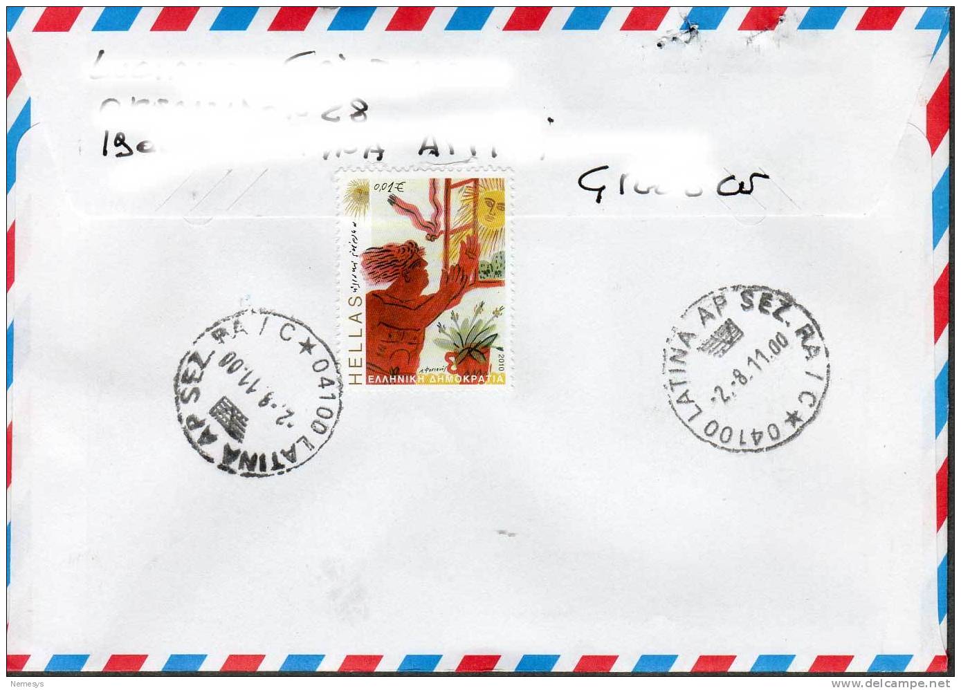 VERY BEAUTIFUL REGISTERED COVER FROM GREECE TO ITALY - Storia Postale