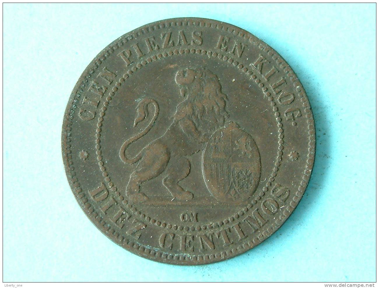 1870 OM - DIEZ / 10 CENTIMOS / KM 663 ( Uncleaned - For Grade, Please See Photo ) ! - Autres & Non Classés