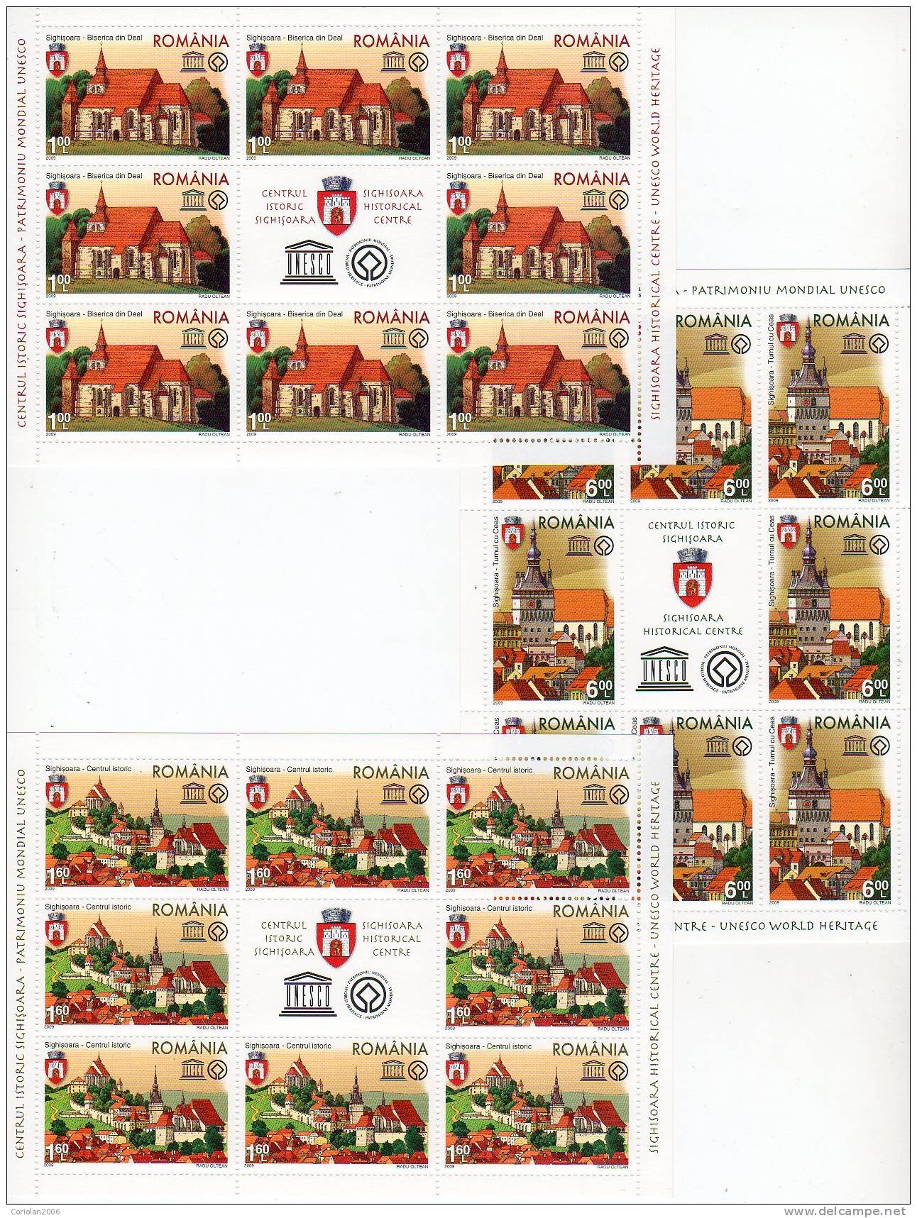 Romania 2009 / Sighisoara Historical Centre - UNESCO / Set 3 MS - Unused Stamps