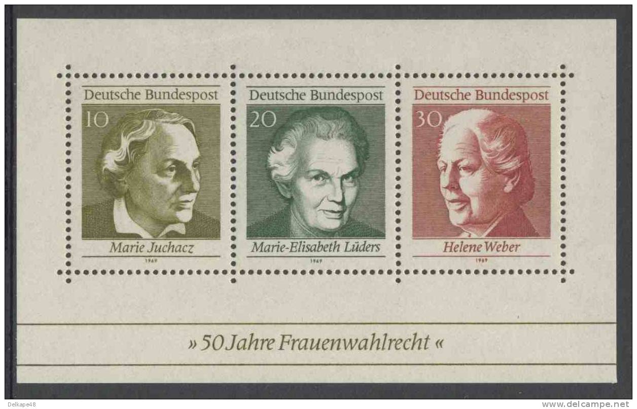 Deutschland Germany 1969 B5-Mi 596 / 98 Sc 1007 ** Fifty Years Of German Women´s Suffrage / - Famous Ladies