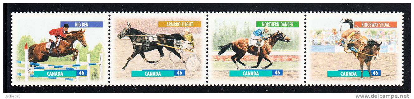 Canada Scott #1794a MNH Strip Of 4 46c Canadian Horses - Unused Stamps